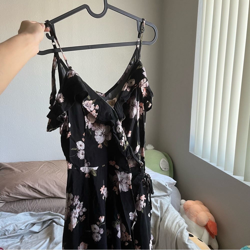Floral ruffled wrap maxi dress
